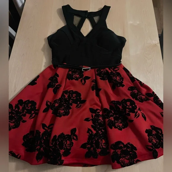 Crystal Doll | Dresses | Black And Red Dress With Roses | Poshmark